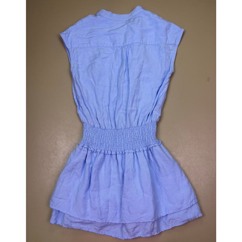 Pleat Girls Blue Smocked Waist Button Front Tiered Dress Size 8 EUC - Picture 6 of 6